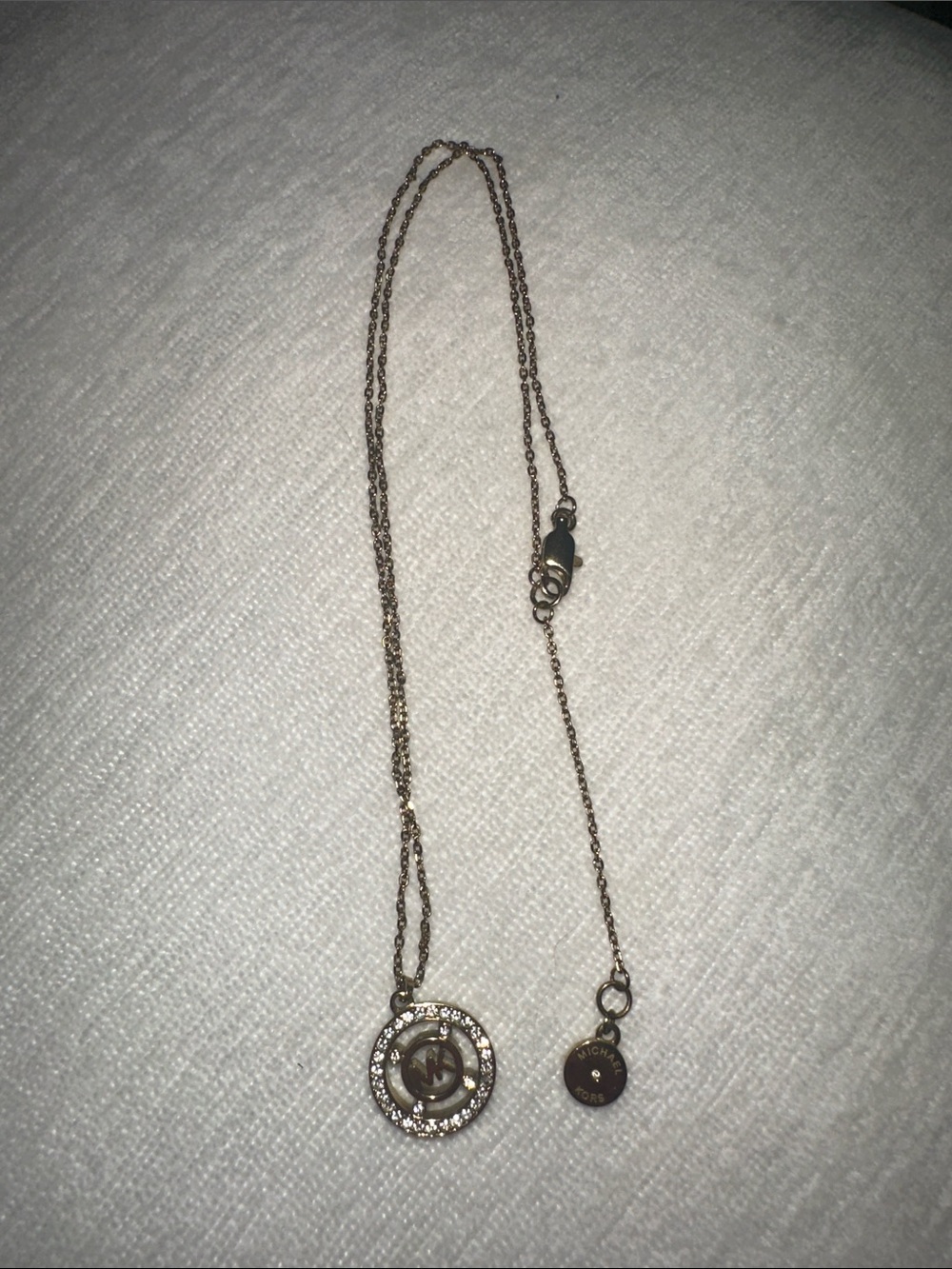 Michael Kors Rose Gold Crystal Circle Pendant Necklace
